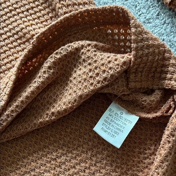 Pink Lily Rust Waffle Knit Longsleeve - Picture 4 of 5